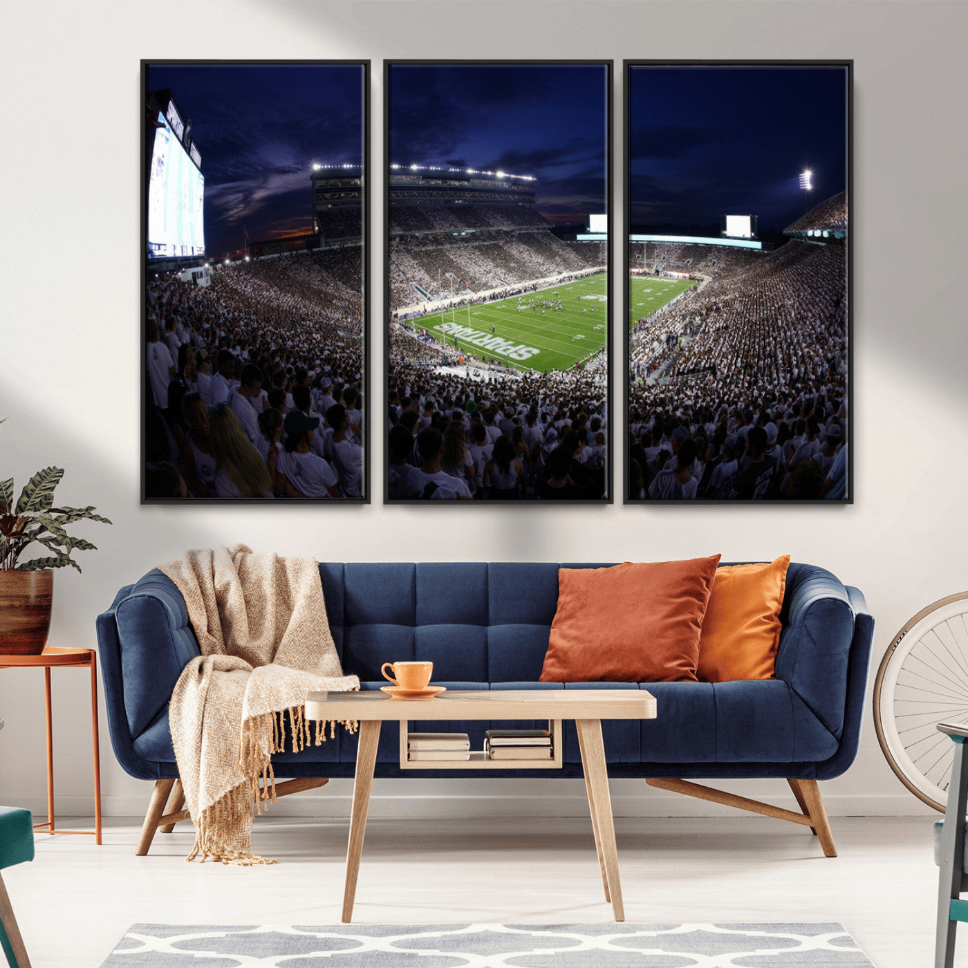 MGV-FC-48X32-3P - Michigan State Spartans Canvas, Framed Football Team Print - East Lansing Spartan Stadium Wall Art