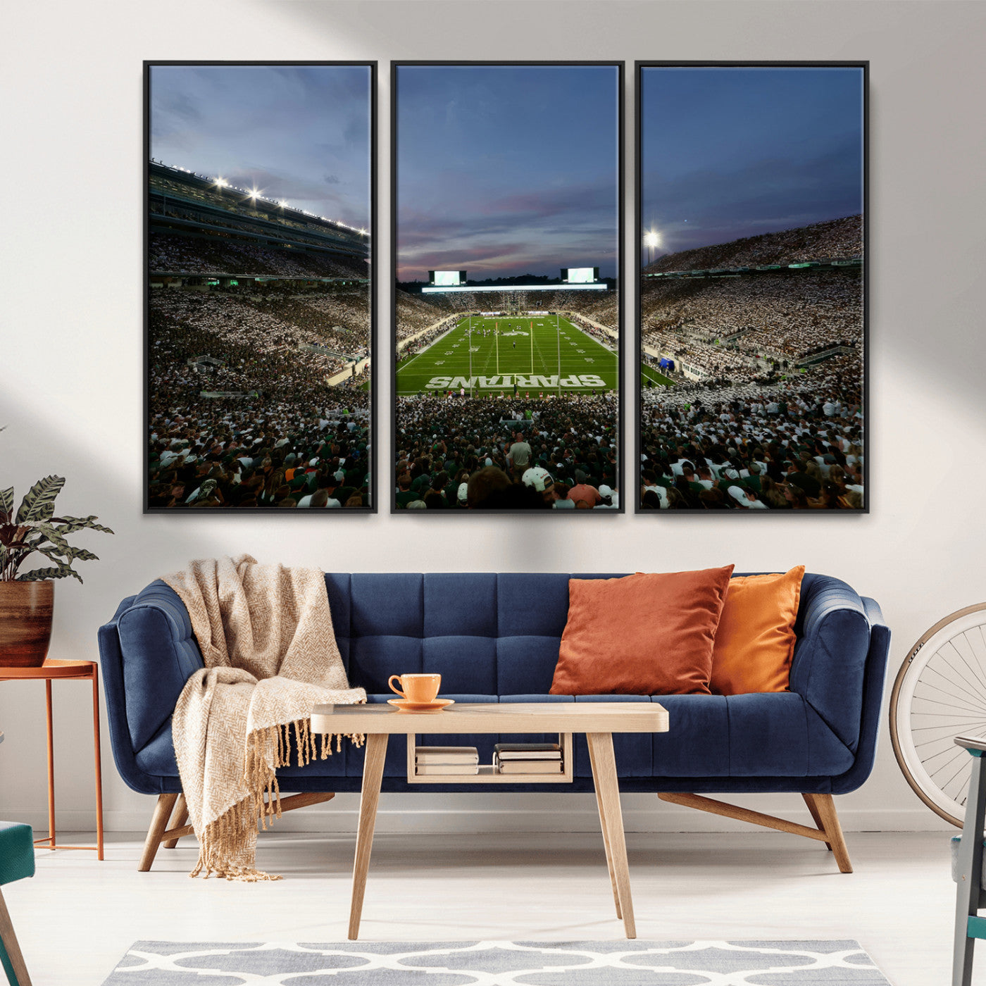 MGV-FC-48X32-3P - Michigan State Spartans Football Team Print - East Lansing Spartan Stadium Canvas Print
