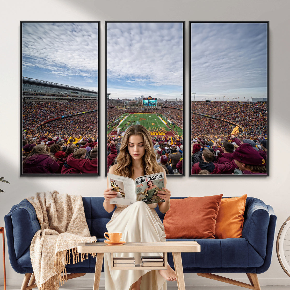 38459-PAN-FL-20X10 - University of Minnesota Golden Gophers Football Team Print - Minneapolis Huntington Bank Stadium Art