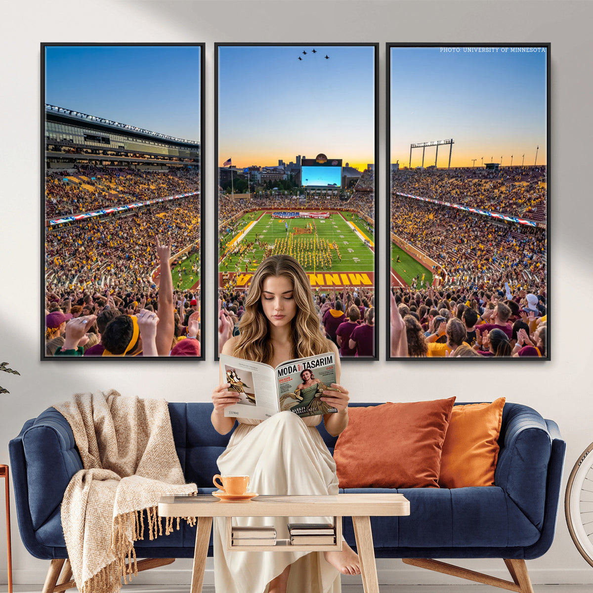 63452-PAN-FL-20X10 - University of Minnesota Golden Gophers Football Team Print - Minneapolis Huntington Bank Stadium