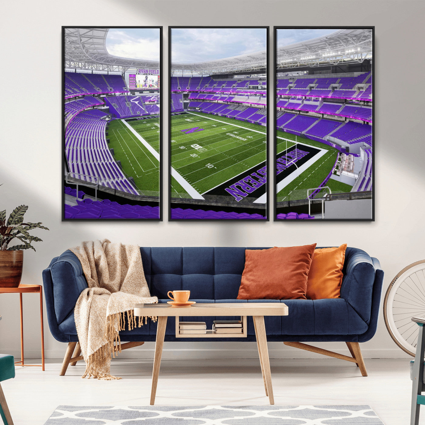 MGV-FC-48X32-3P - Northwestern University Wildcats Football Team Print - Evanston Ryan Field Wall Art Canvas Print