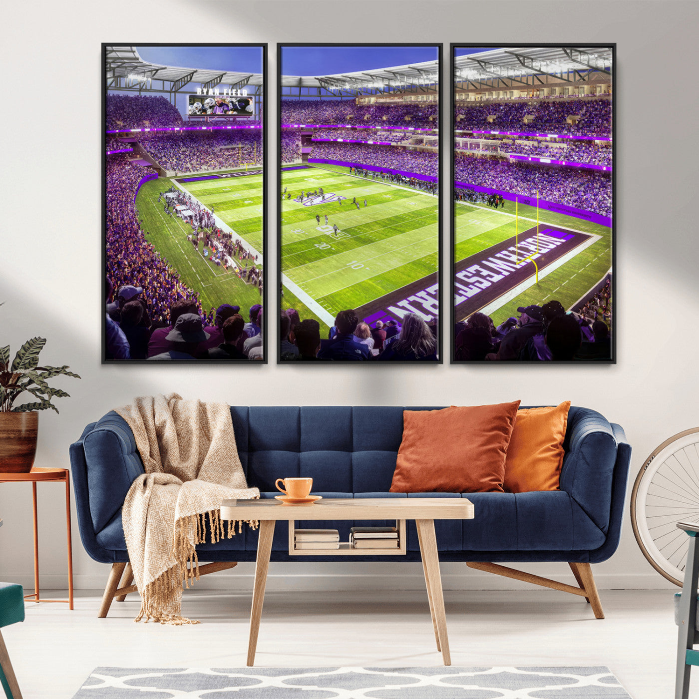 MGV-FC-48X32-3P - Northwestern University Wildcats Football Team Print - Evanston Ryan Field Wall Art Canvas Print