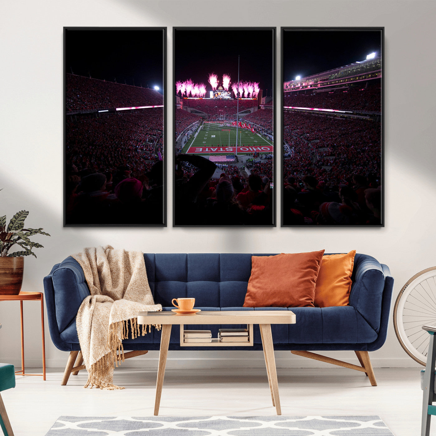 MGV-FC-48X32-3P - Ohio State University Buckeyes Football Team Print - Columbus Ohio Stadium Wall Art Canvas Print