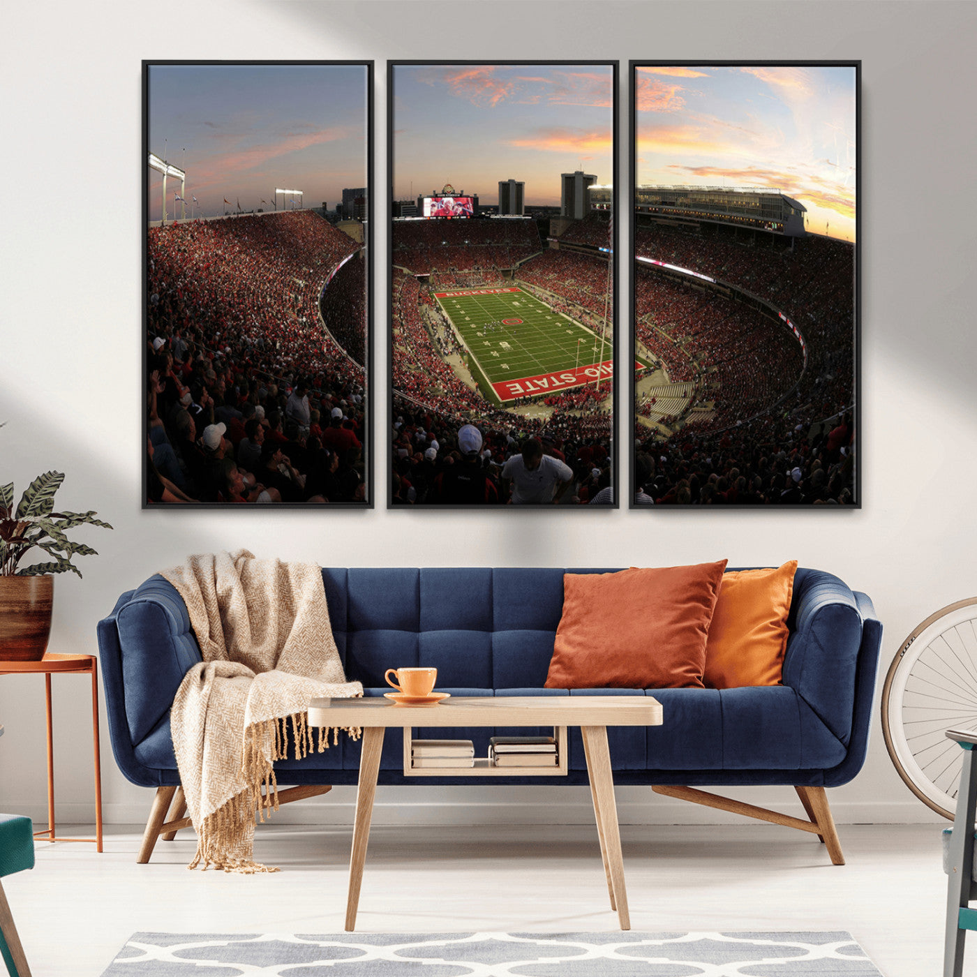 MGV-FC-48X32-3P - Ohio State University Buckeyes Football Team Print - Columbus Ohio Stadium Wall Art Canvas Print