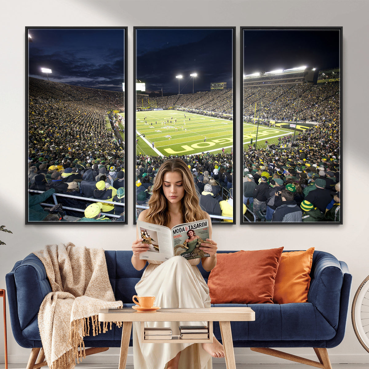 48756-PAN-FL-20X10 - University of Oregon Ducks Football Team Print - Eugene Autzen Stadium Wall Art Canvas Print