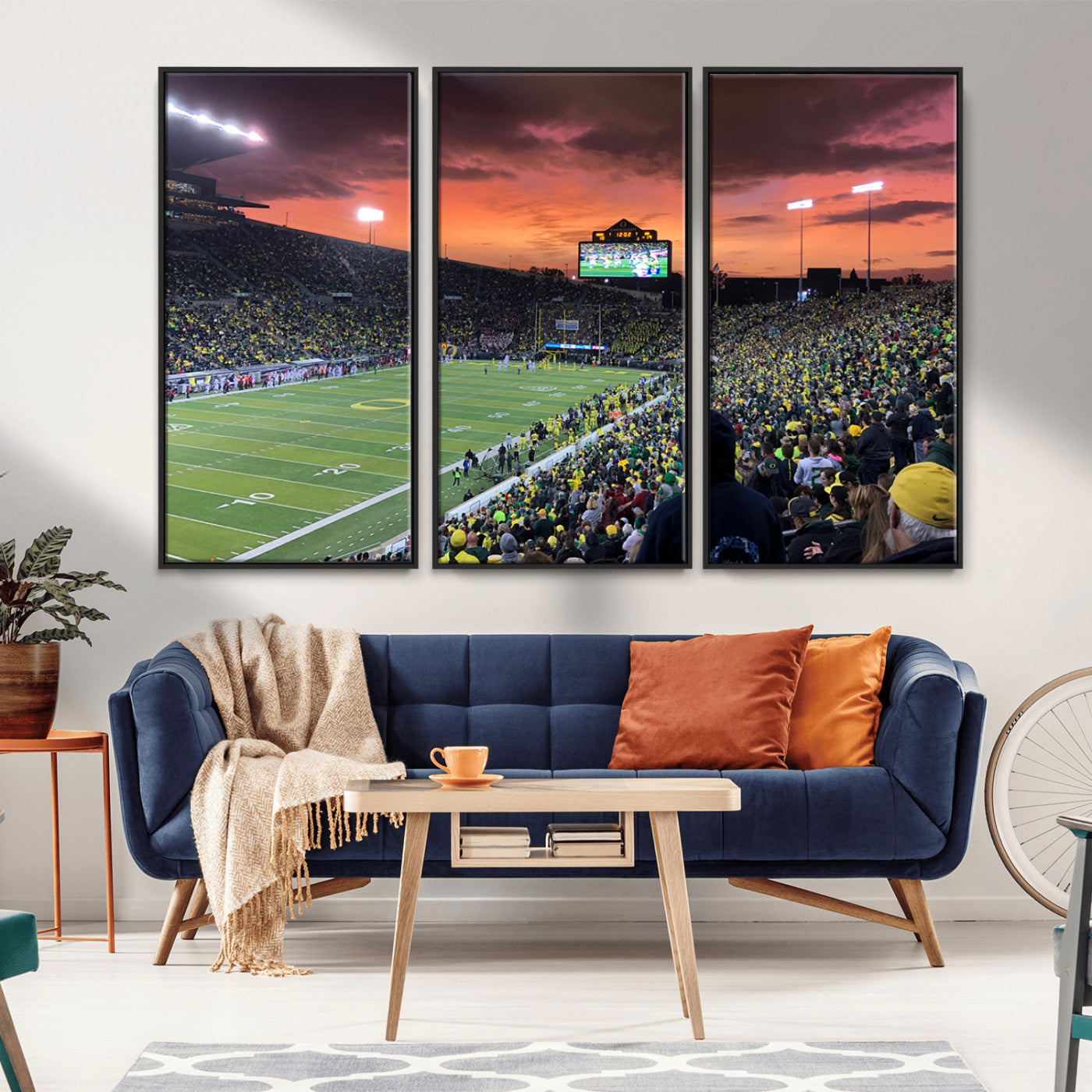 MGV-FC-48X32-3P - Eugene Autzen Stadium Canvas Wall Art Print – Sunset Over Iconic Football Field Wall Decor for Home