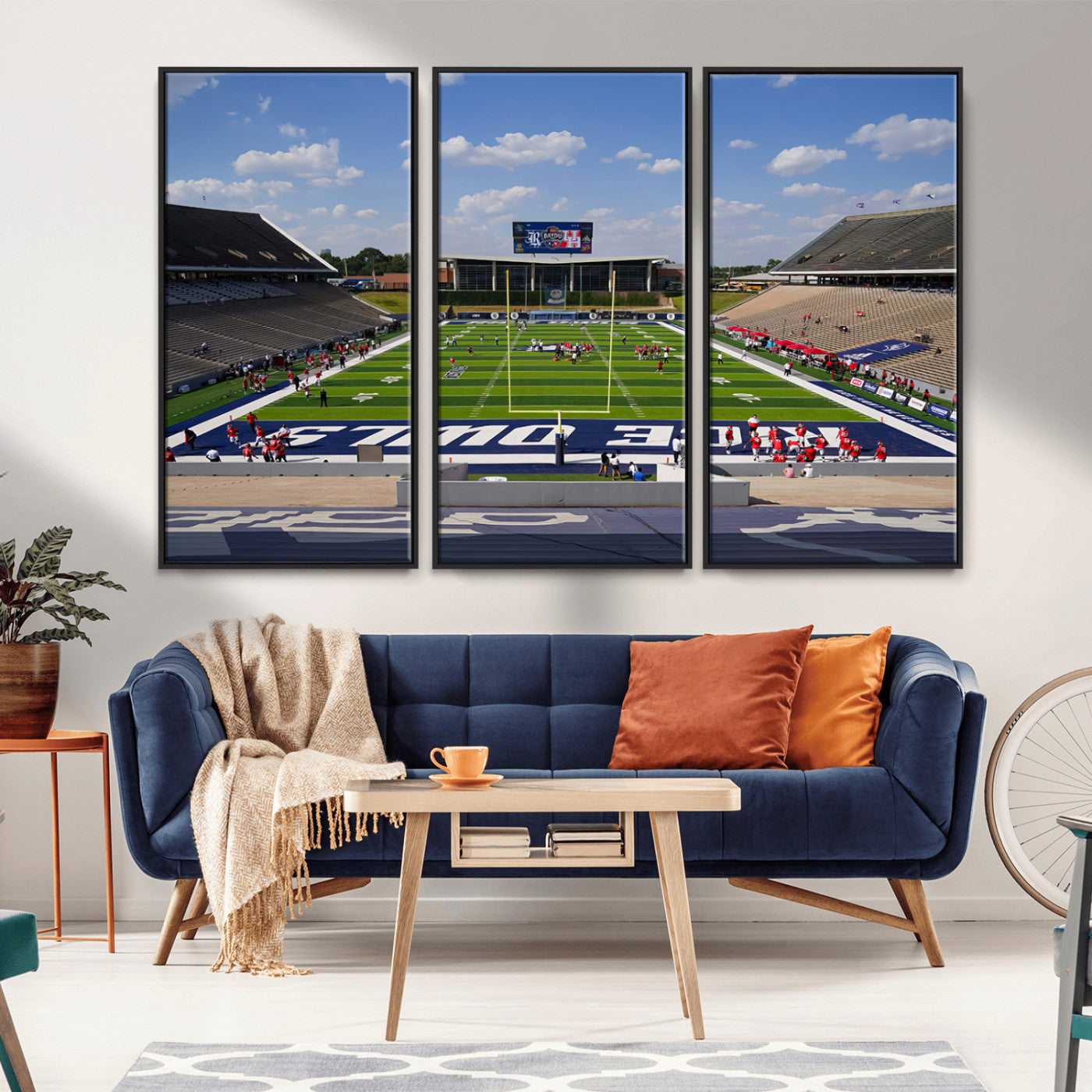 MGV-FC-48X32-3P - Rice University Owls Football Team Print - Houston Rice Stadium Wall Art Canvas Print