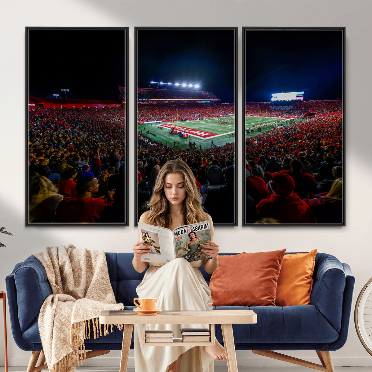 18115-PAN-FL-20X10 - Rutgers Scarlet Knights Football Team Print - SHI Stadium, Piscataway Wall Art Canvas Print