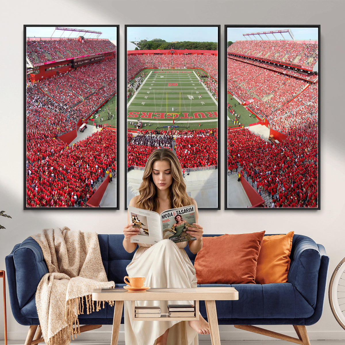 90818-PAN-FL-20X10 - Rutgers Scarlet Knights Football Team Print - Piscataway SHI Stadium Wall Art Canvas Print