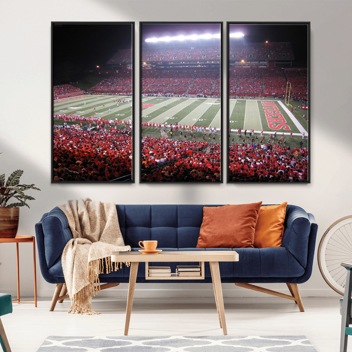MGV-FC-48X32-3P - Rutgers University Scarlet Knights Football Team Print - Piscataway SHI Stadium Wall Art Canvas