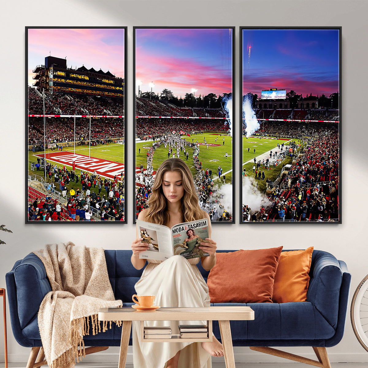 25557-PAN-FL-20X10 - Stanford University Cardinal Football Team Print - Stanford Stadium Wall Art Canvas Print