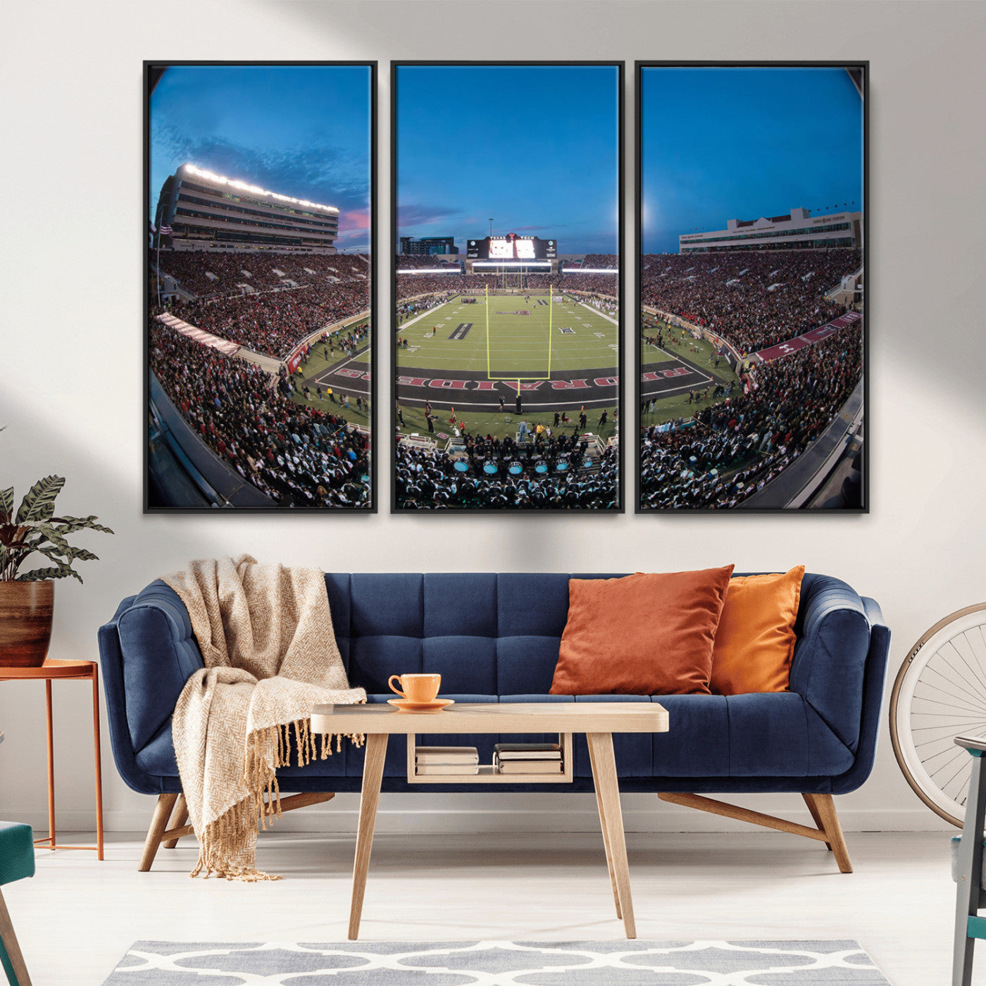 MGV-FC-48X32-3P - Texas Tech Red Raiders Canvas, Framed Football Team Print - Lubbock Jones AT&T Stadium Wall Art