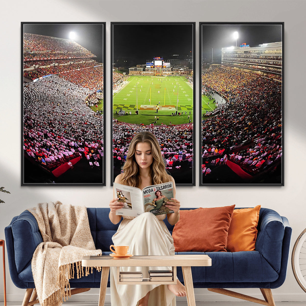 12091-PAN-FL-20X10 - University of Maryland Terrapins Football Team Print - College Park SECU Stadium Wall Art Canvas