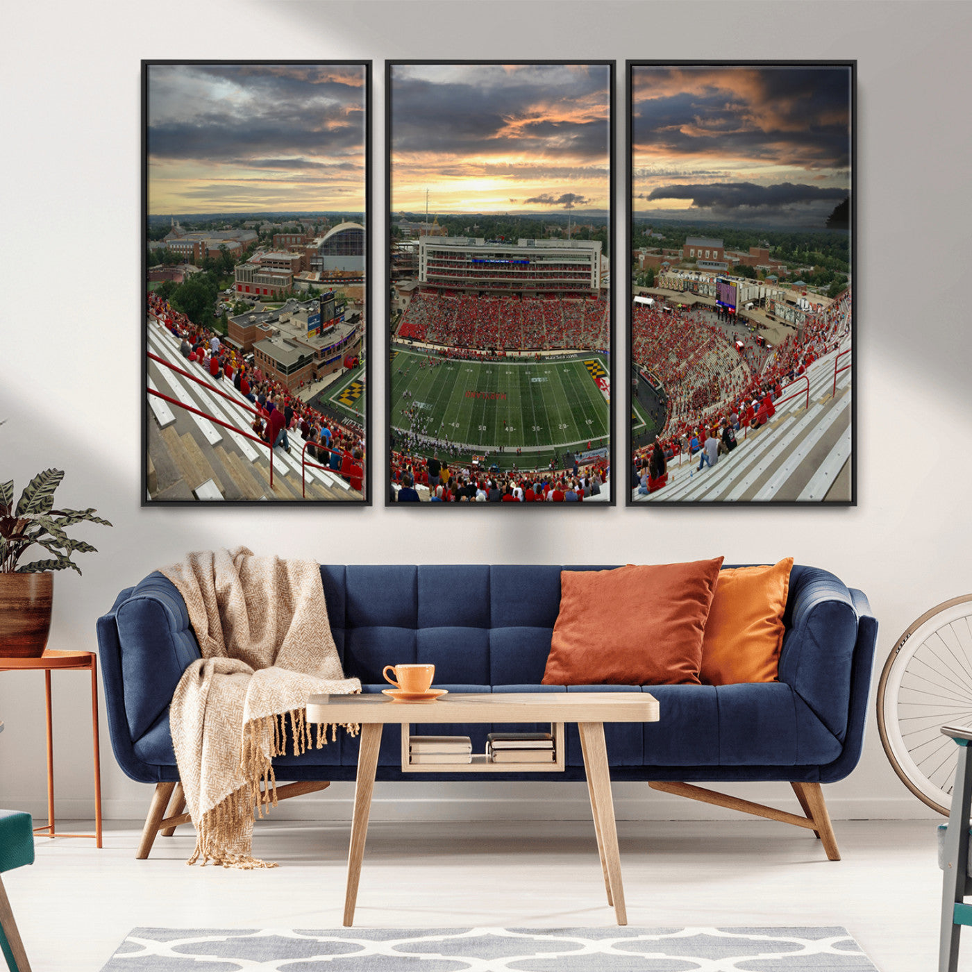 MGV-FC-48X32-3P - University of Maryland Terrapins Football Team Print - College Park SECU Stadium Wall Art Canvas