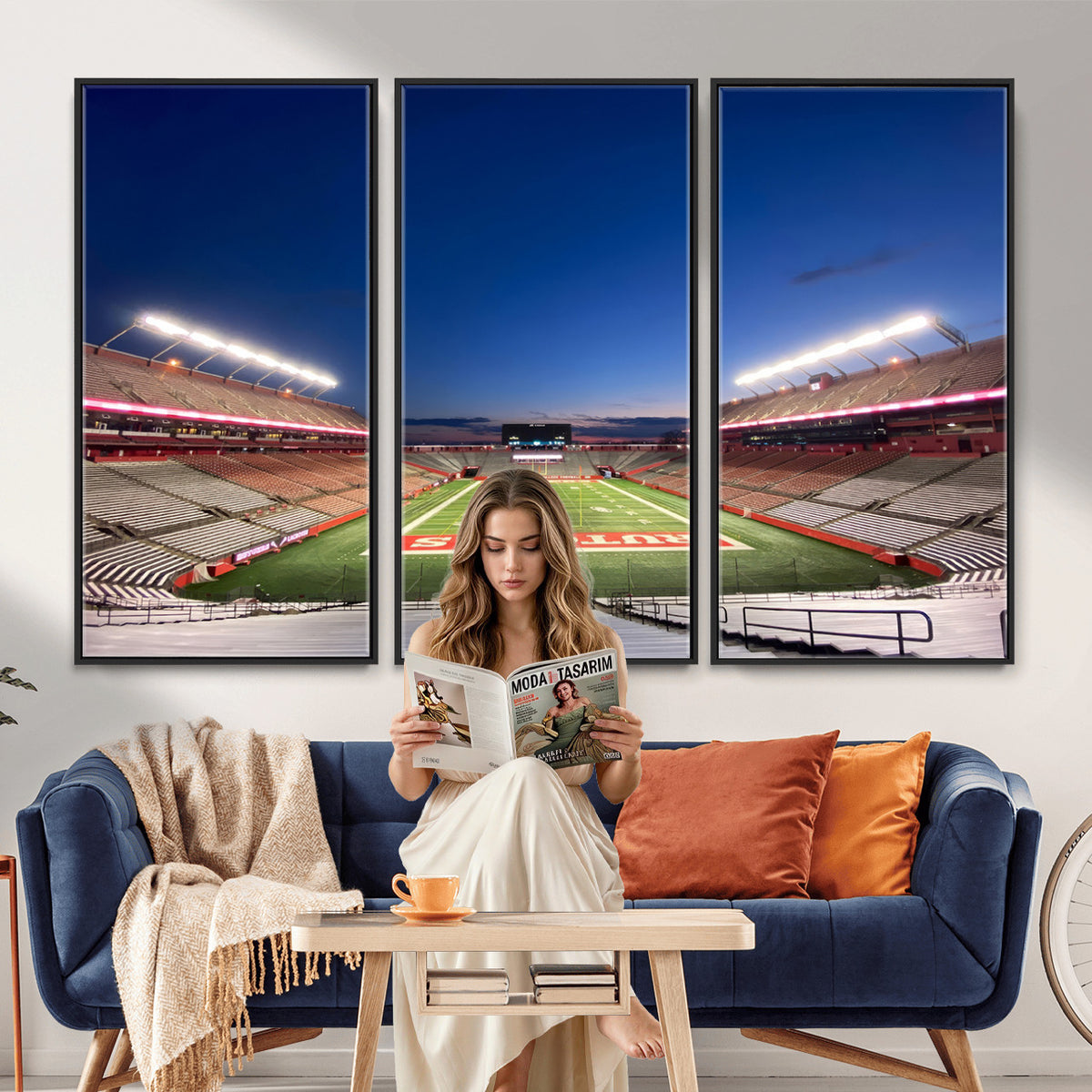 15051-MGV-CV-36X24 - Rutgers Scarlet Knights Football Team Print, Piscataway SHI Stadium