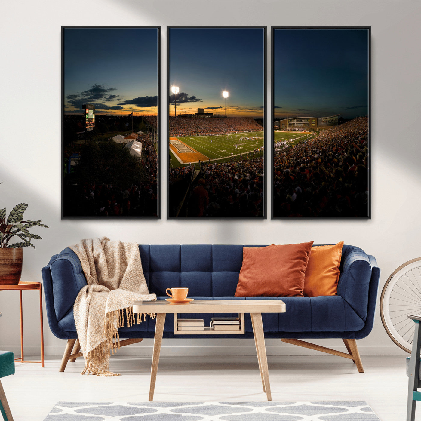 MGV-FC-48X32-3P - Ball State Cardinals Football Team Print - Muncie Scheumann Stadium Wall Art Canvas Print