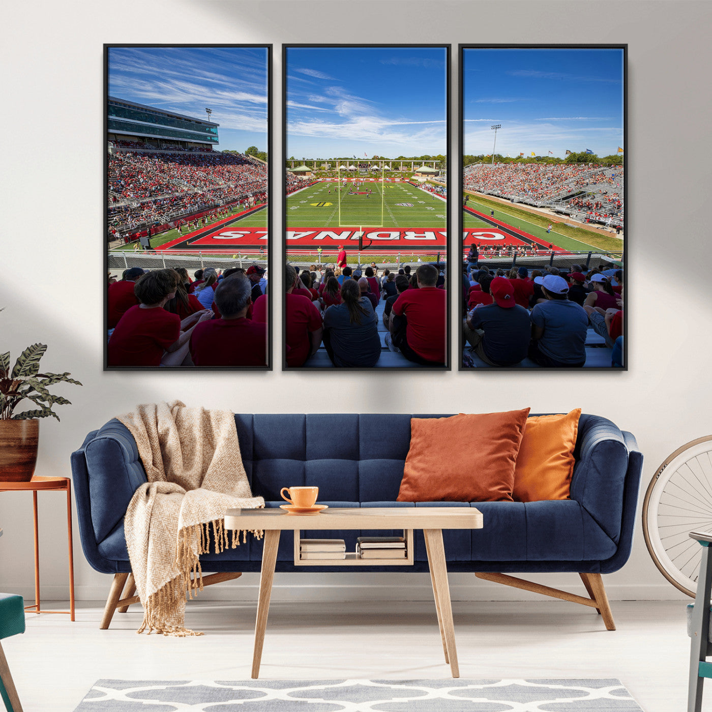 MGV-FC-48X32-3P - Ball State Cardinals Football Team Print - Muncie Scheumann Stadium Wall Art Canvas Print