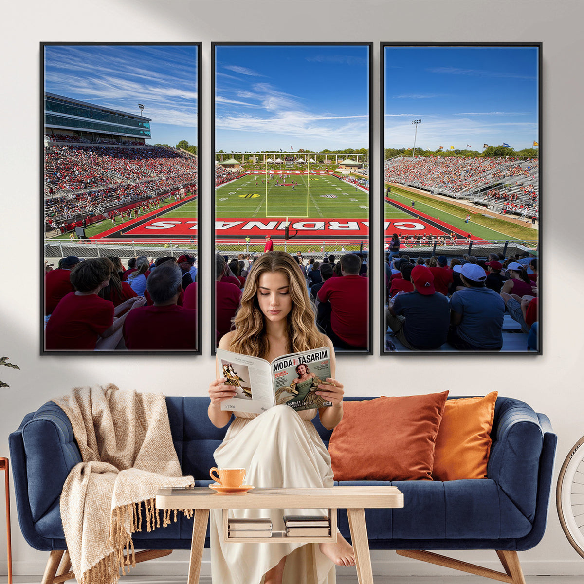 71475-PAN-FL-20X10 - Ball State Cardinals Football Team Print - Muncie Scheumann Stadium Wall Art Canvas Print