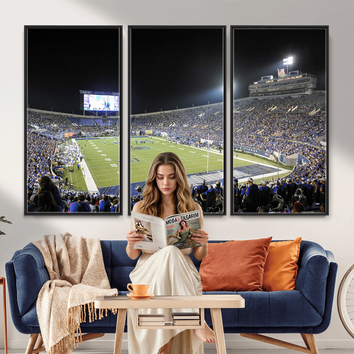 10894-PAN-FL-20X10 - University of Memphis Tigers Football Team Print - Memphis Simmons Bank Liberty Stadium Wall Art