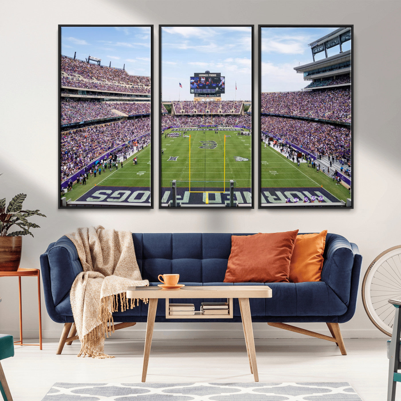 MGV-FC-48X32-3P - TCU Horned Frogs Football Team Print - Fort Worth Amon G. Carter Stadium Wall Art Canvas Print