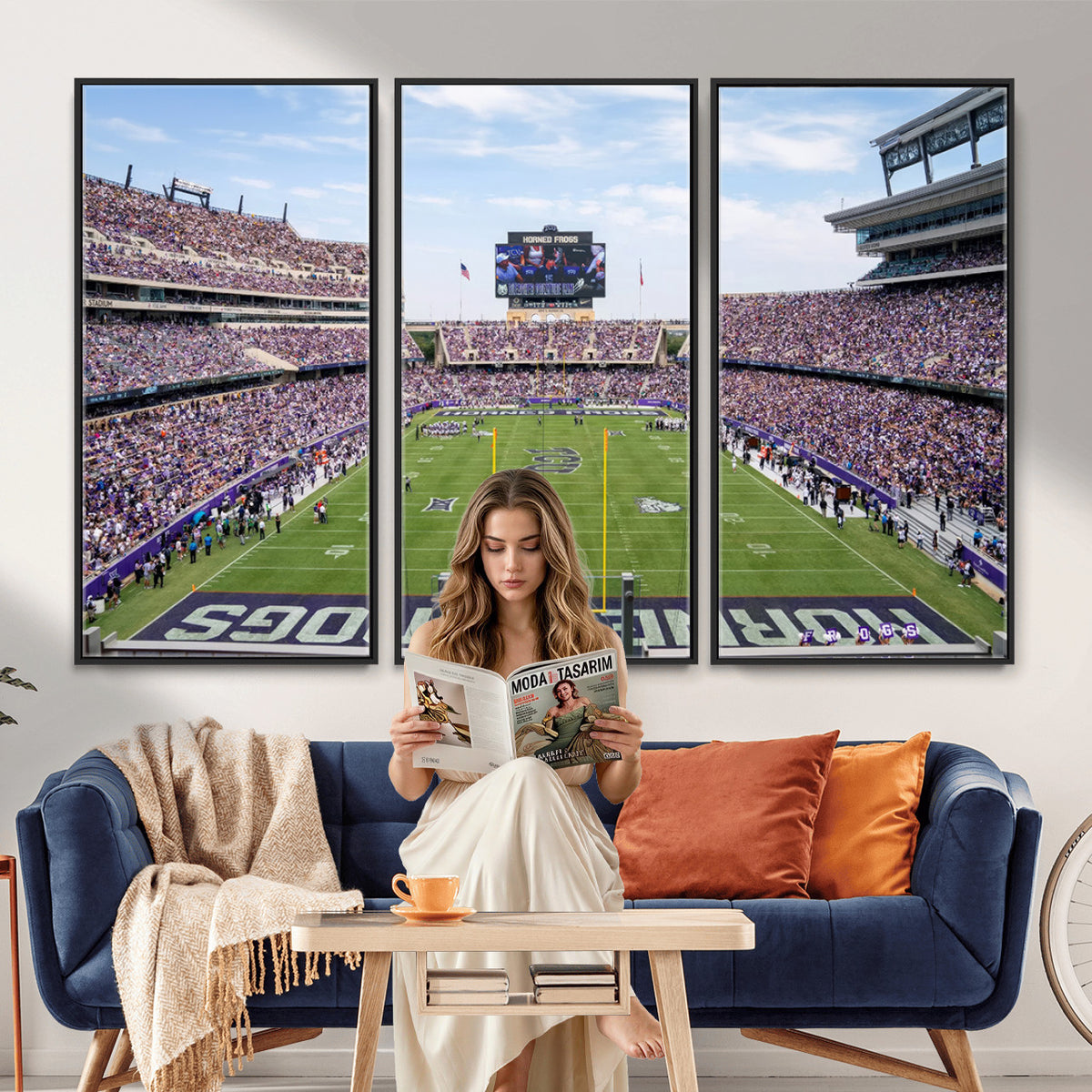 27650-PAN-FL-20X10 - TCU Horned Frogs Football Team Print - Fort Worth Amon G. Carter Stadium Wall Art Canvas Print