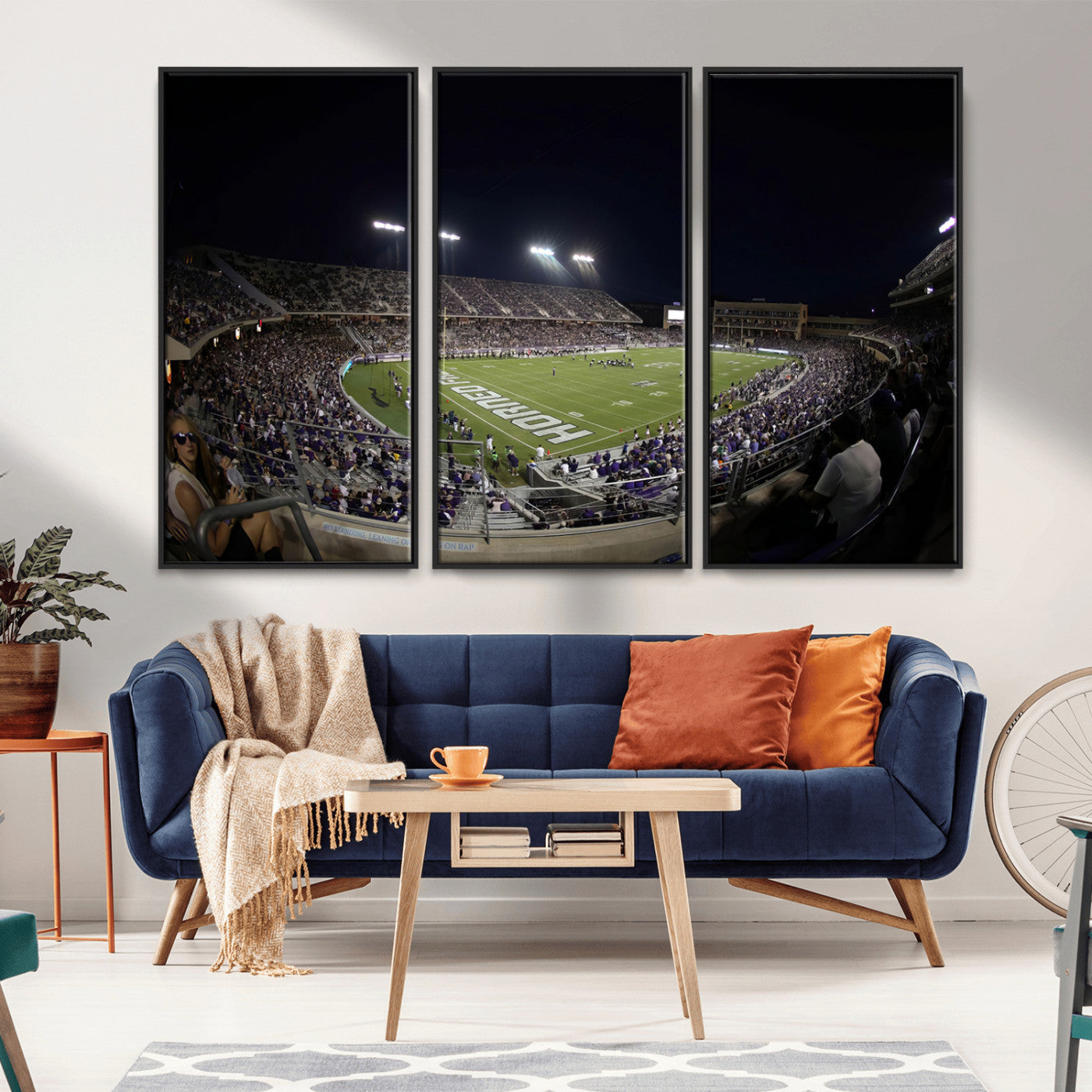 MGV-FC-48X32-3P - TCU Horned Frogs Football Team Print - Fort Worth Amon G. Carter Stadium Wall Art Canvas Print.