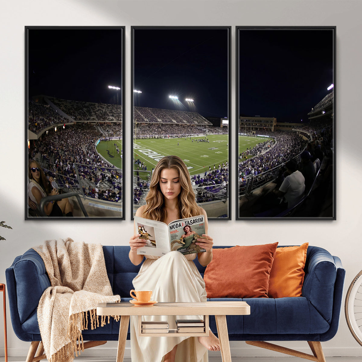 59222-PAN-FL-20X10 - TCU Horned Frogs Football Team Print - Fort Worth Amon G. Carter Stadium Wall Art Canvas Print.