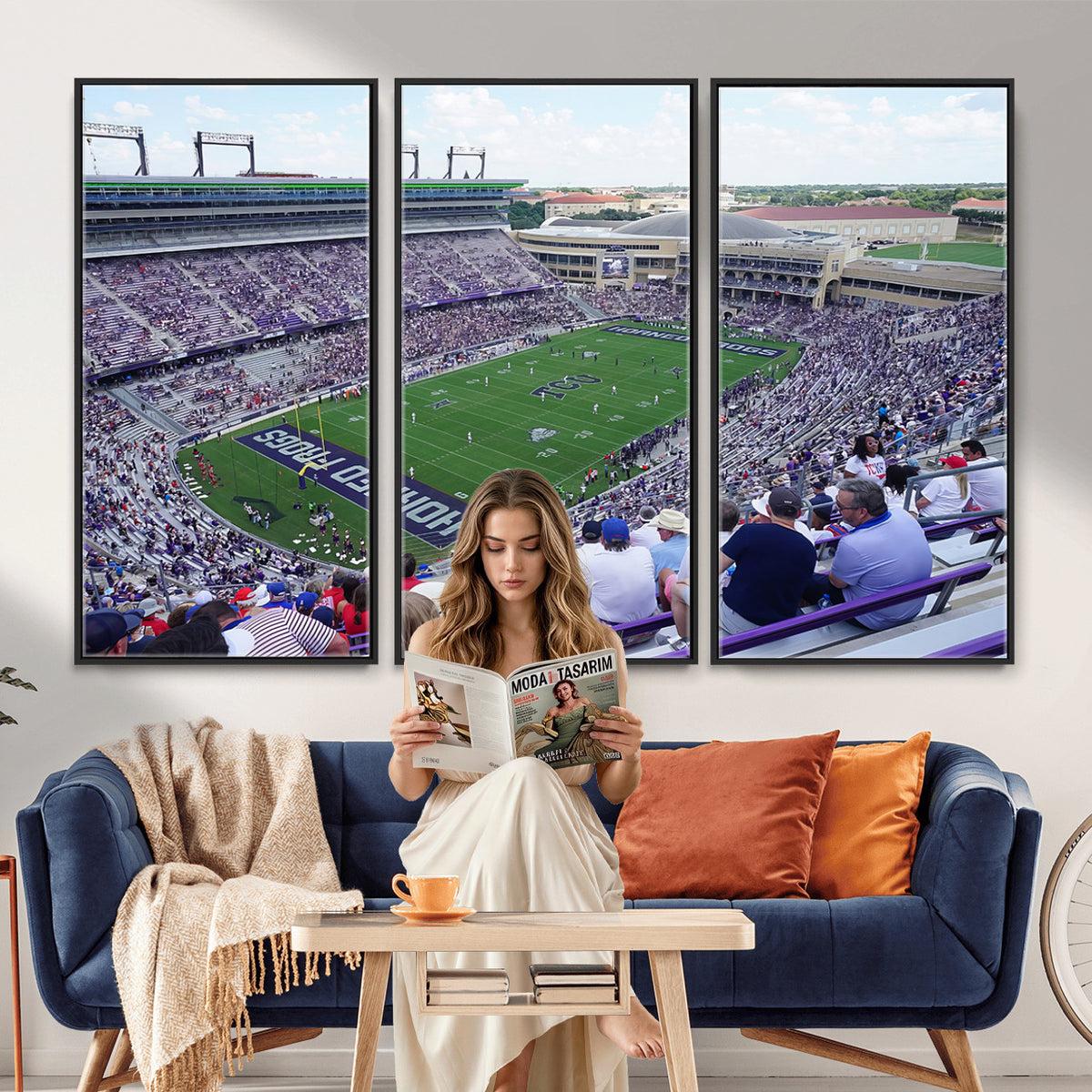 95139-MGV-CV-36X24 - The Texas Christian University TCU Horned Frogs Football Team Print, Fort Worth