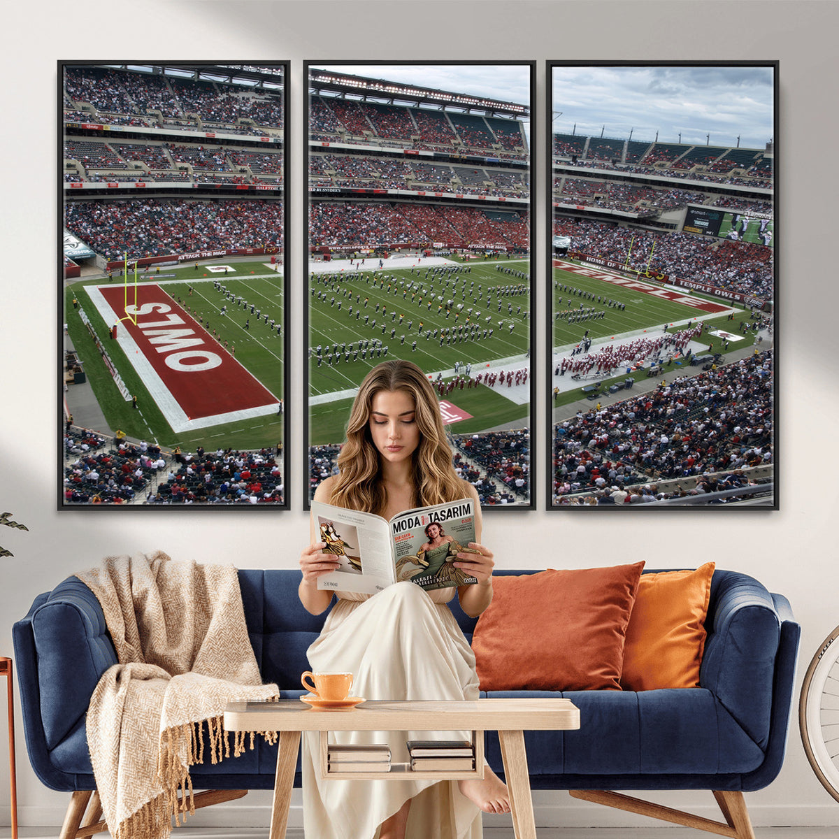 15310-PAN-FL-20X10 - The Temple University Owls Athletics Team Print - Philadelphia Lincoln Financial Field Stadium Wall