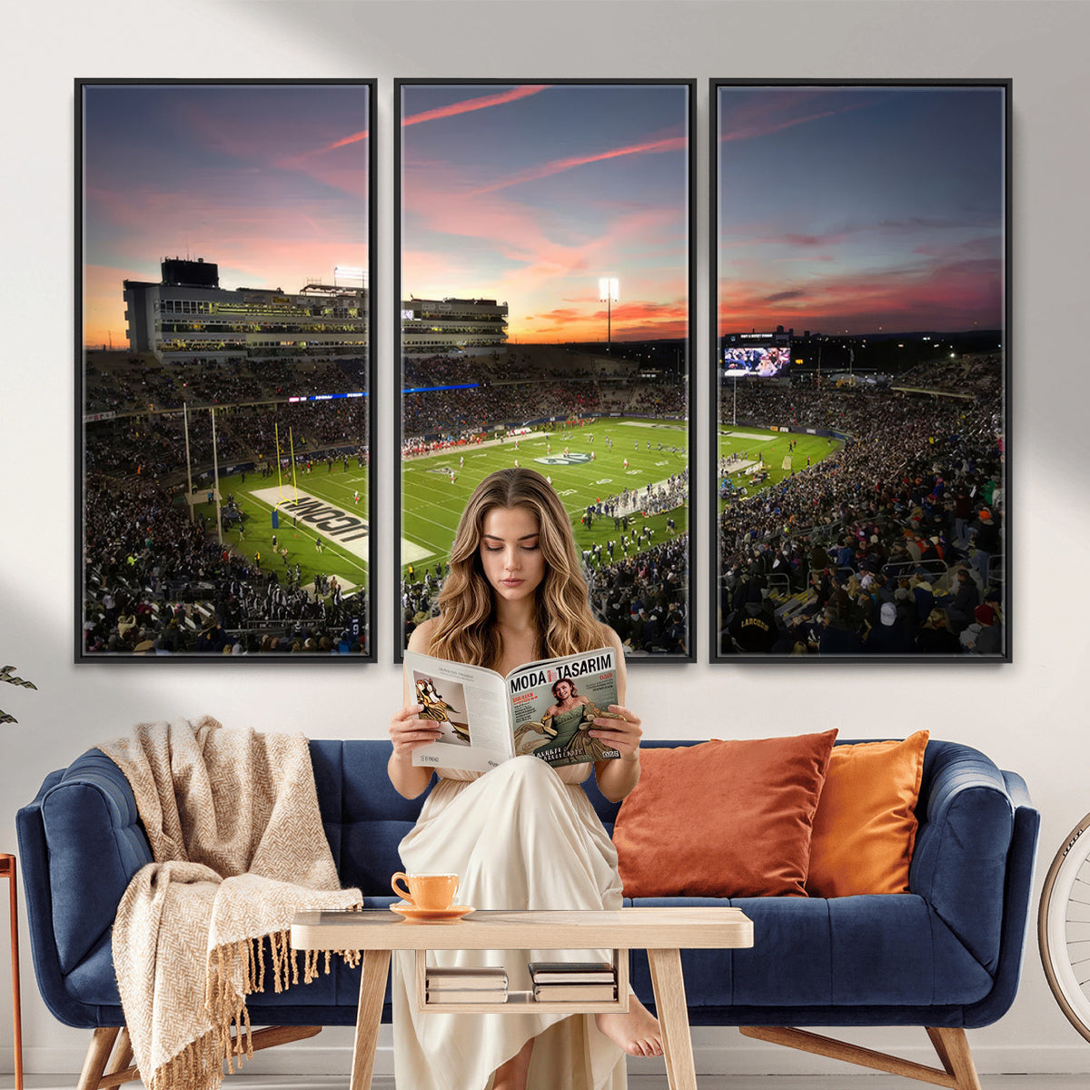 64416-MGV-CV-36X24 - The University of Connecticut UCONN Huskies Football Team Print, Framed and Ready to Hang