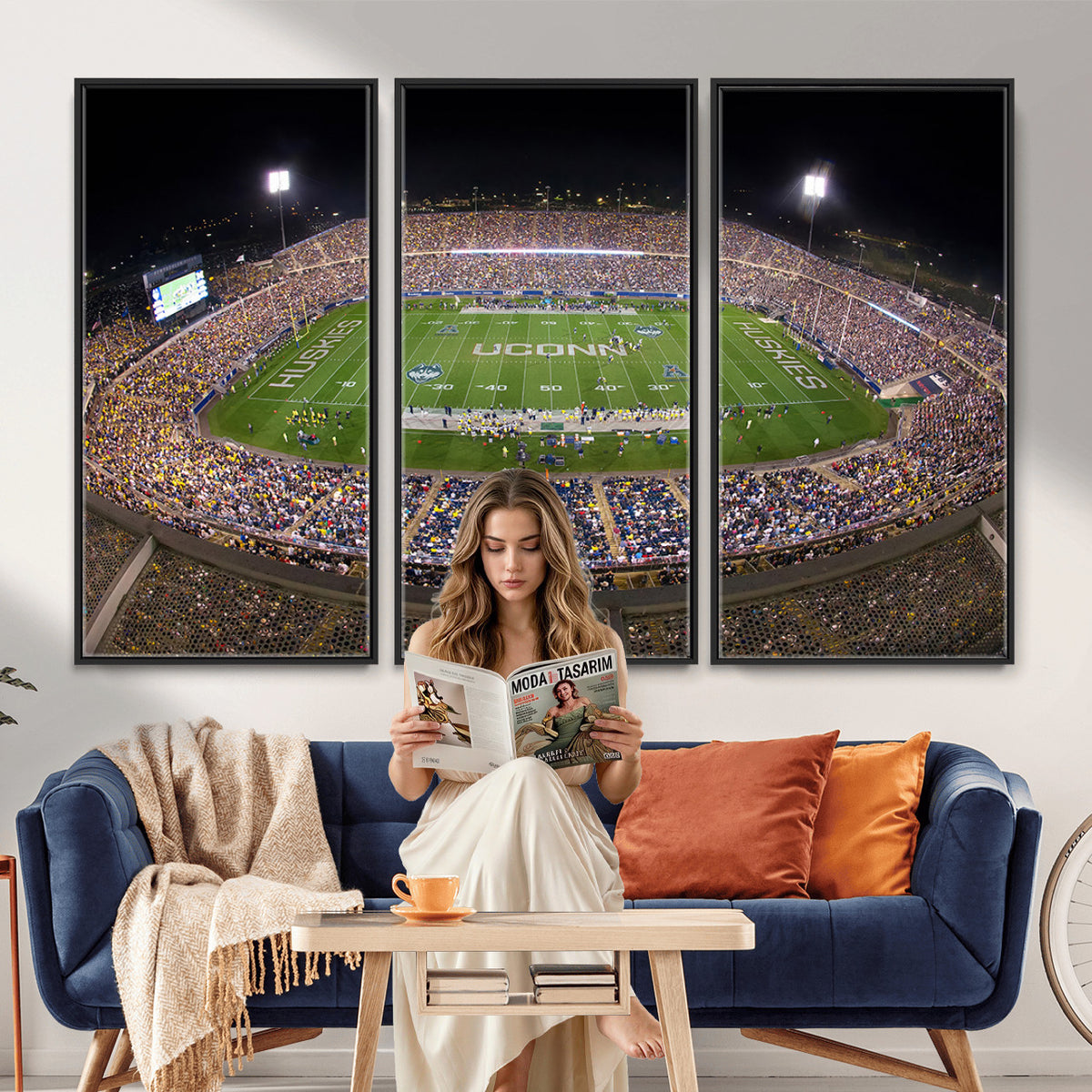 52855-MGV-CV-36X24 - The University of Connecticut UCONN Huskies Football Team Print, East Hartford