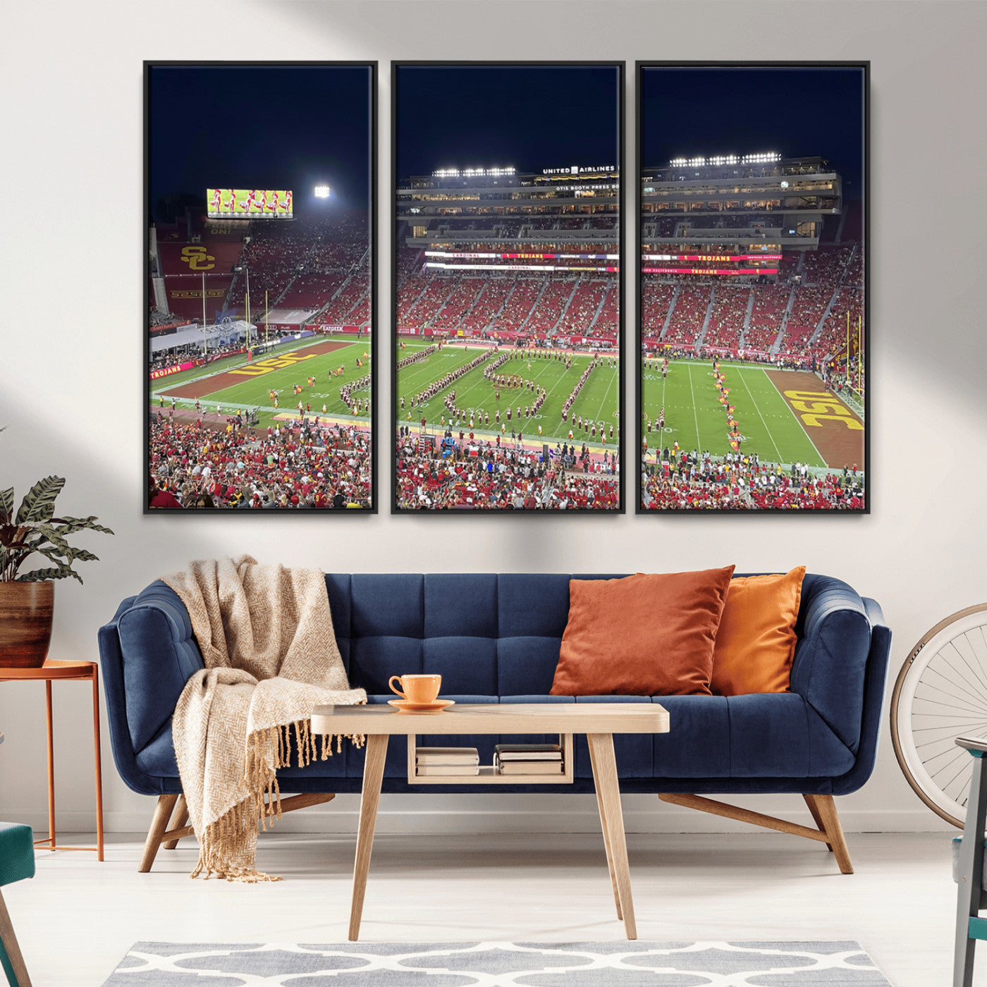 MGV-FC-48X32-3P - The University of Southern California USC Trojans Football Team Print - Los Angeles Memorial