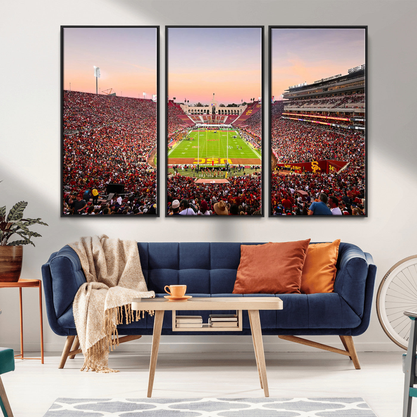 MGV-FC-48X32-3P - The University of Southern California USC Trojans Football Team Print - Los Angeles Memorial