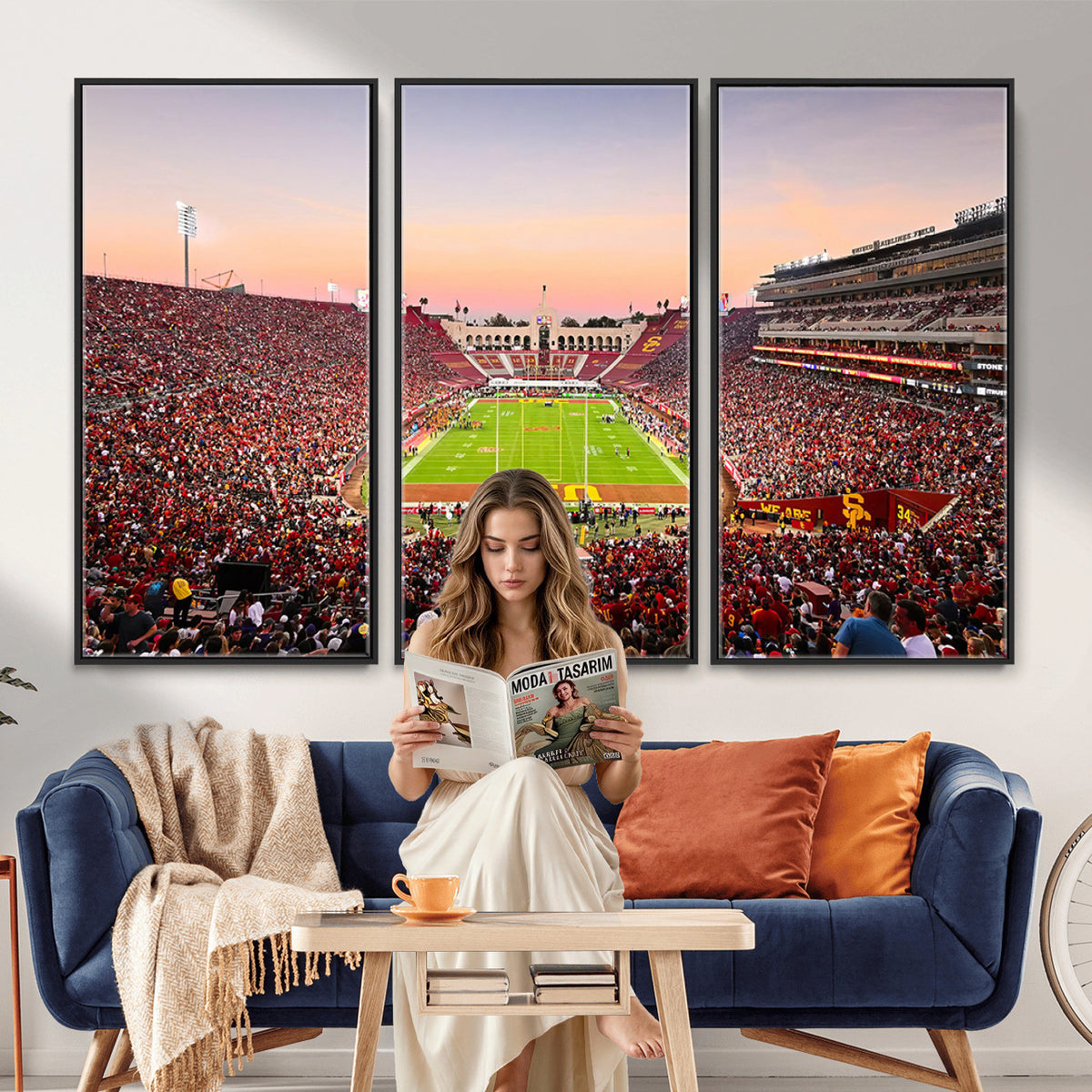 39904-MGV-CV-36X24 - The University of Southern California USC Trojans Football Team Print, Home Bar Wall Decor