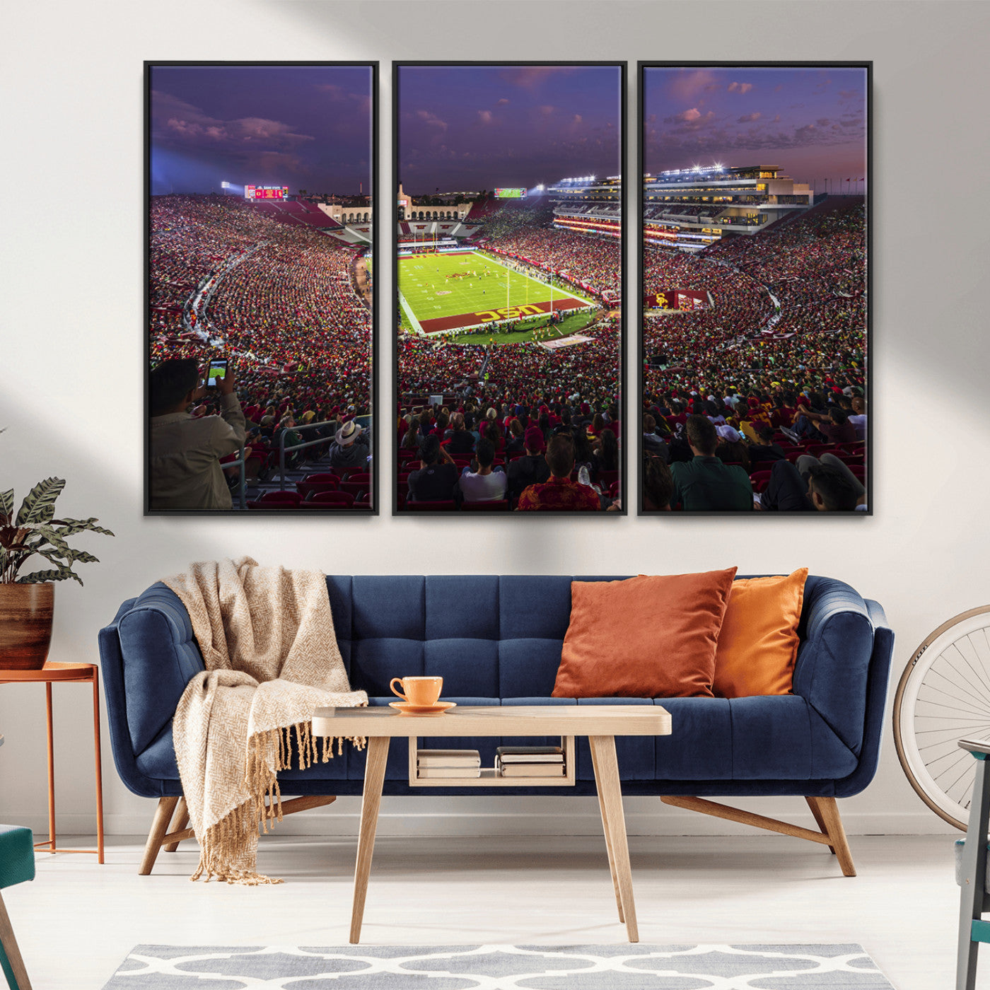 MGV-FC-48X32-3P - The University of Southern California USC Trojans Football Team Print - Los Angeles Memorial