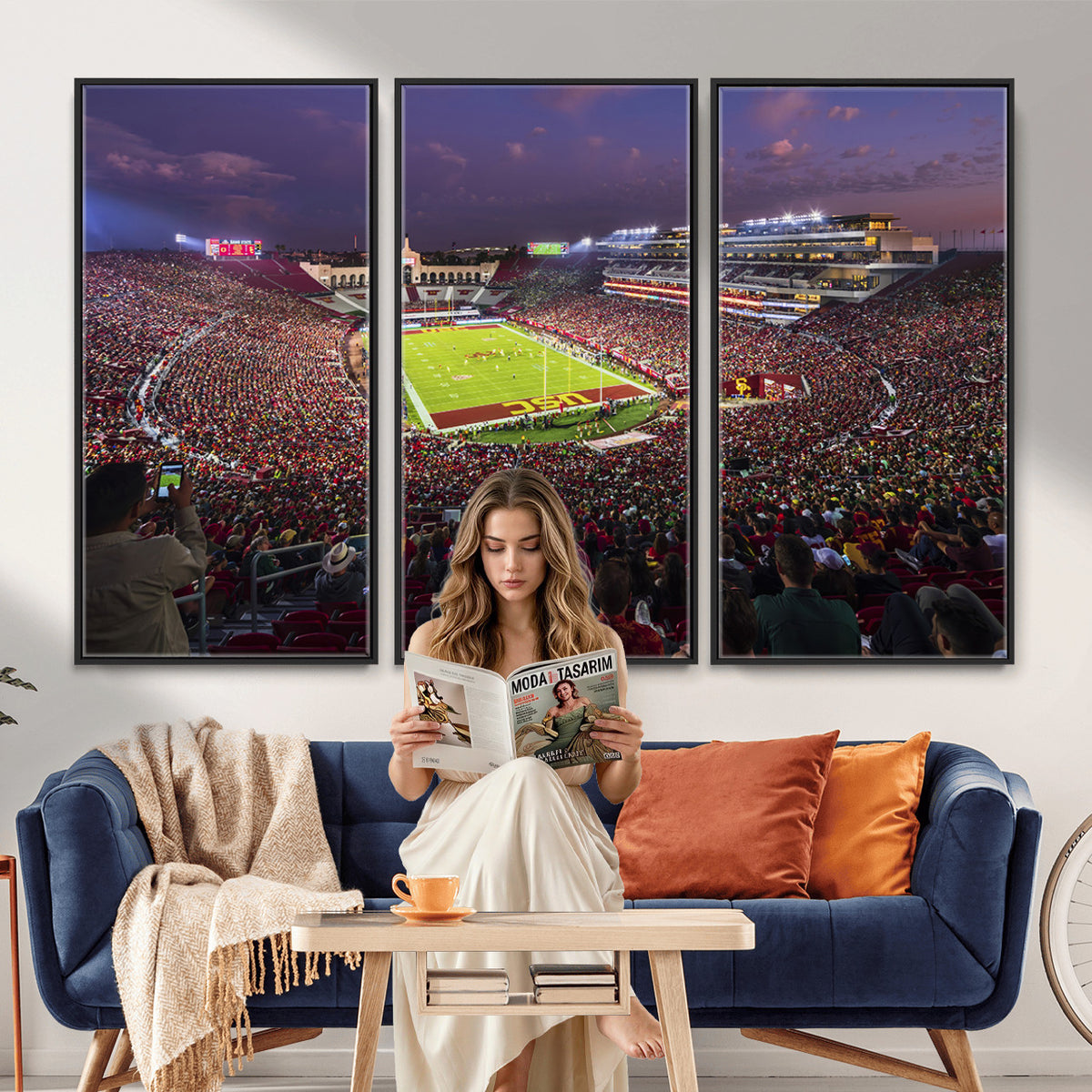 73373-MGV-CV-36X24 - The University of Southern California USC Trojans Football Team Print, Extra Large Game Room Wall Decor