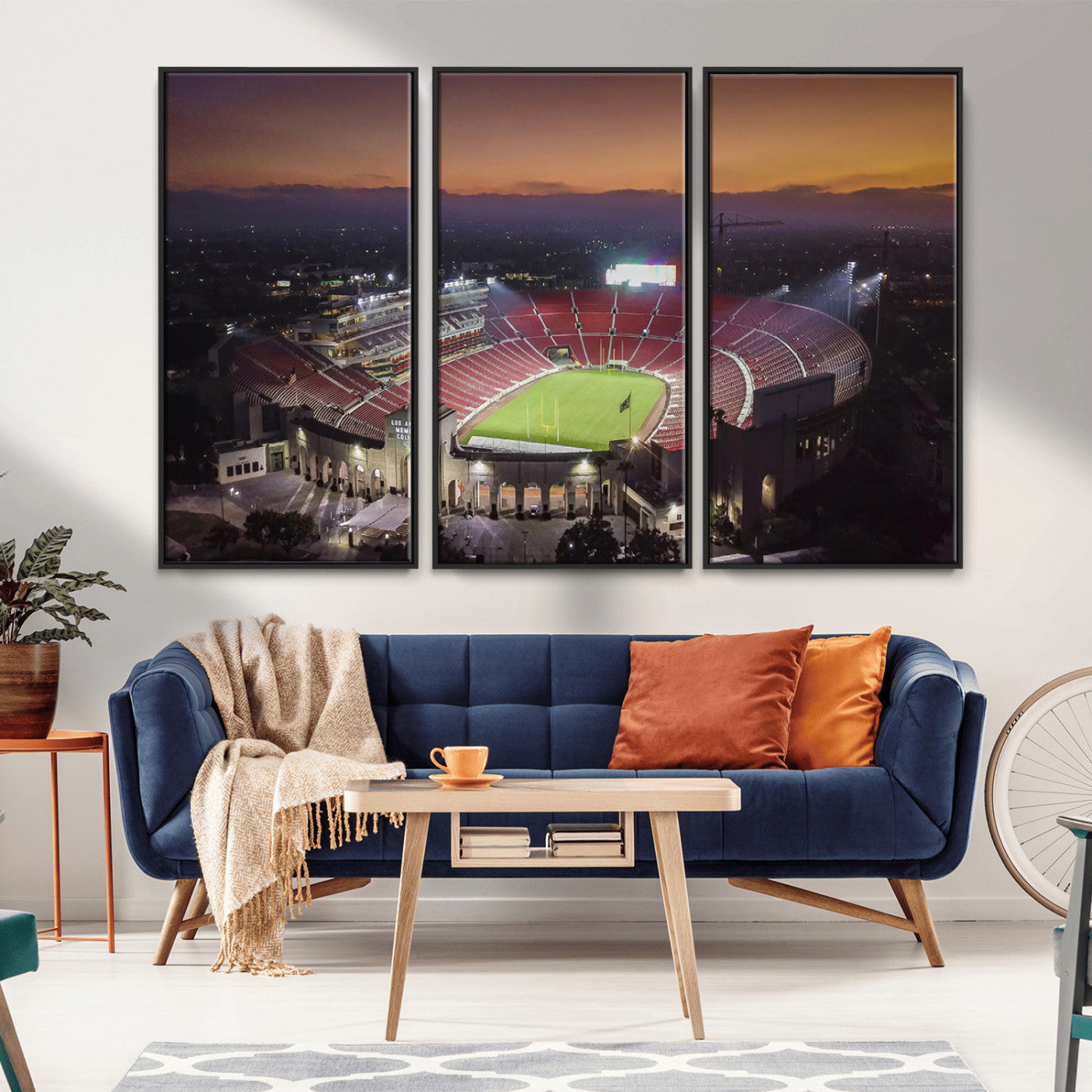 MGV-FC-48X32-3P - The University of Southern California USC Trojans Football Team Print - Los Angeles Memorial