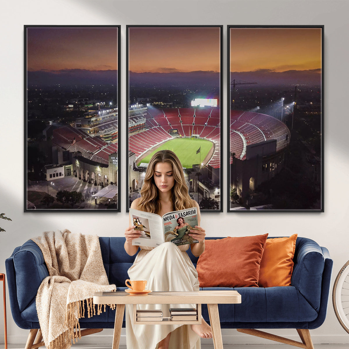 50666-MGV-CV-36X24 - The University of Southern California USC Trojans Football Team Print, Los Angeles Memorial Coliseum