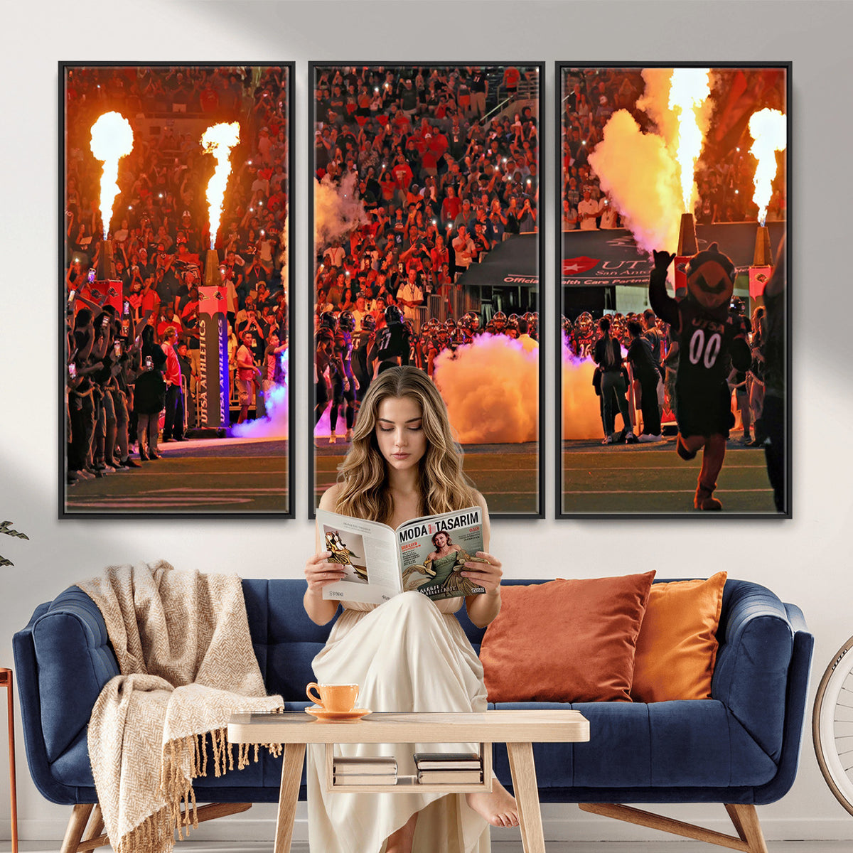 98664-MGV-CV-36X24 - The University of Texas at San Antonio Roadrunners Football Team Print, Extra Large Game Room Wall Decor
