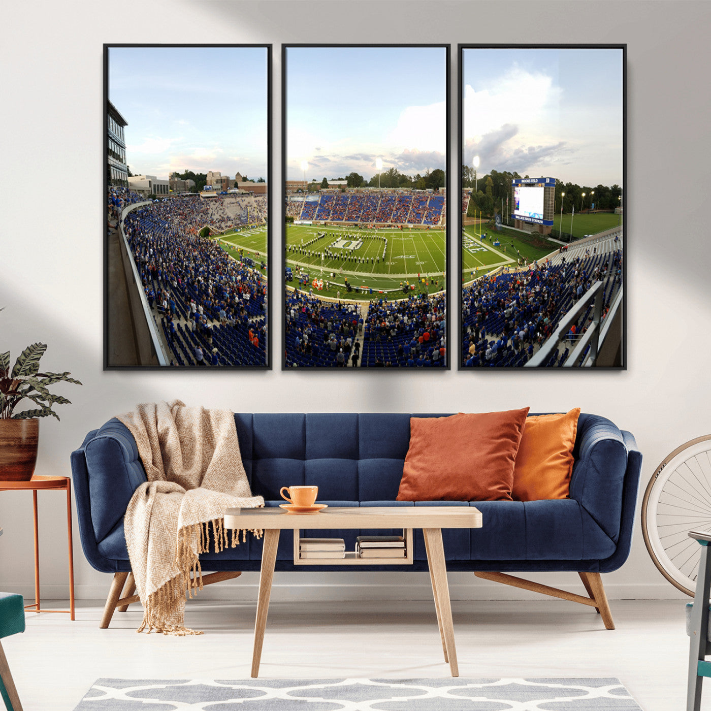 MGV-FC-48X32-3P - The Duke University Blue Devils Football Team Print - Durham Wallace Wade Stadium Wall Art Canvas