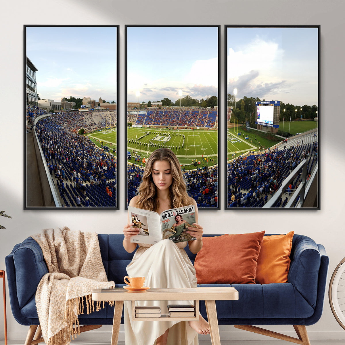 44850-MGV-CV-36X24 - The Duke University Blue Devils Football Team Print, Durham