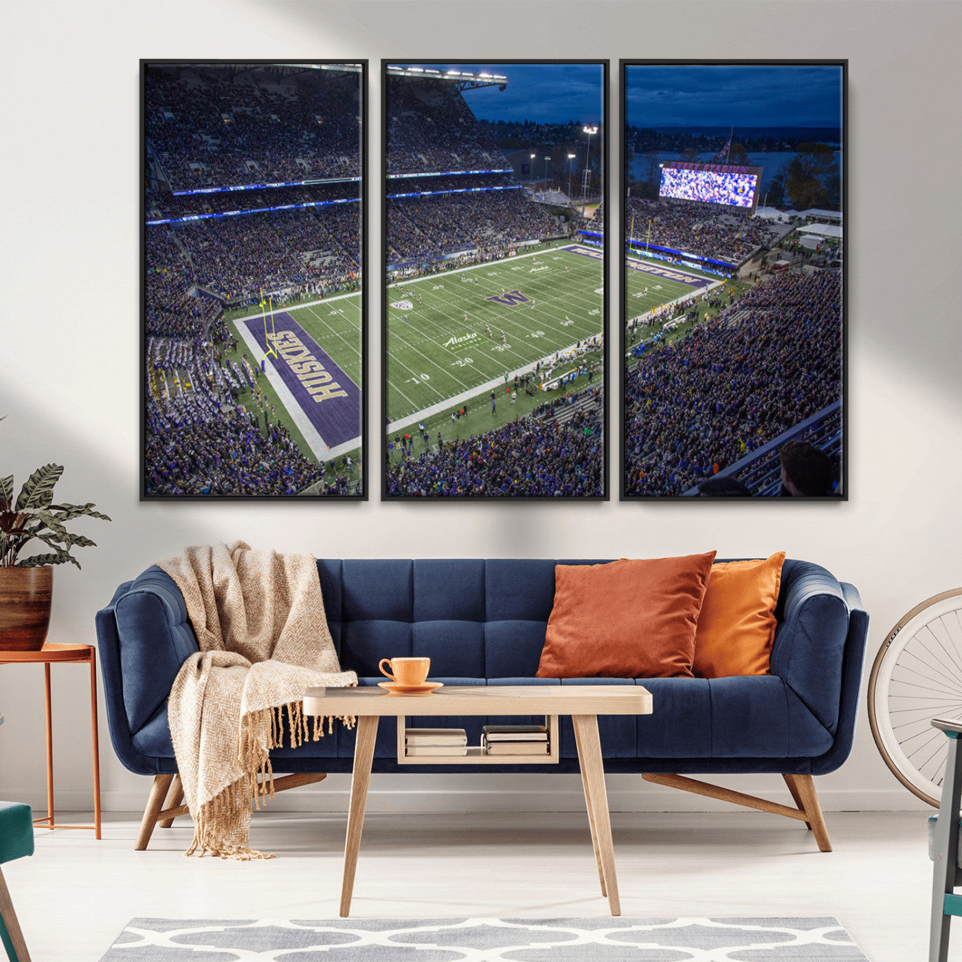 MGV-FC-48X32-3P - The University of Washington Huskies Football Team Print - Seattle Husky Stadium Wall Art Canvas