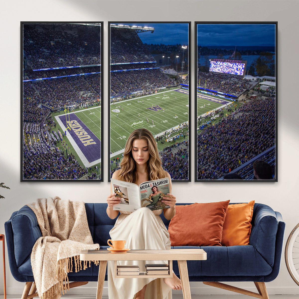 84780-MGV-CV-36X24 - The University of Washington Huskies Football Team Print, Framed and Ready to Hang