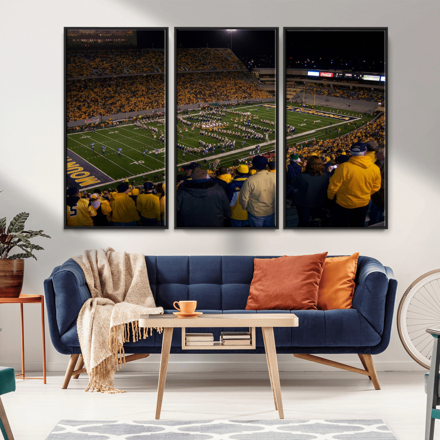 MGV-FC-48X32-3P - West Virginia Uni Mountaineers Football Team Print - Milan Puskar Stadium Canvas Print Wall Art,