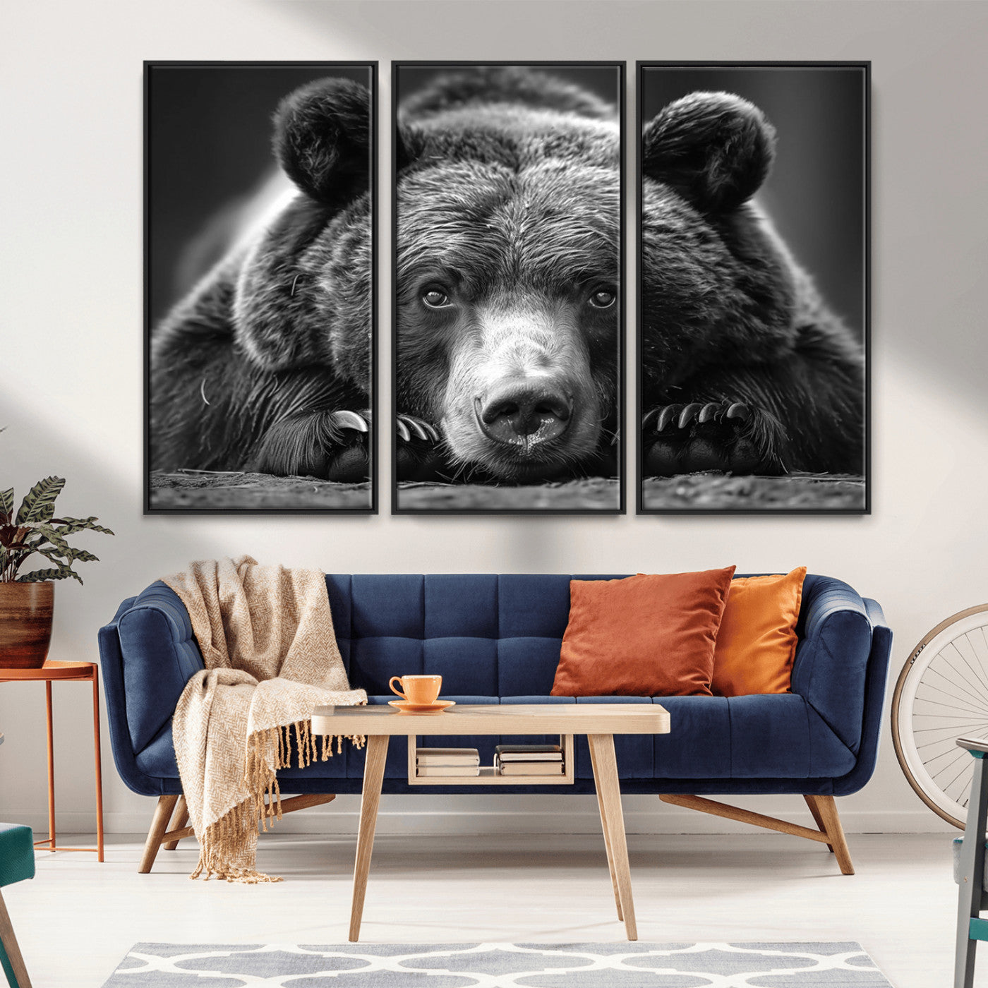 MGV-FC-48X32-3P - Resting Grizzly 399 Bear Canvas Print | Ready to Hang Wall Art | Rustic Cabin & Farmhouse Decor |
