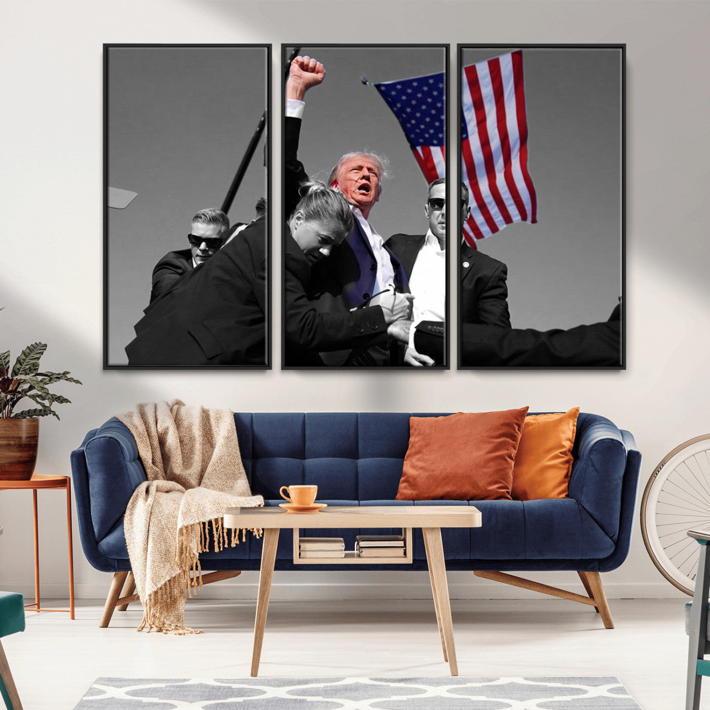MGV-FC-48X32-3P - Donald Trump Assassination Attempt Wall Art Print, Trump Historic Footage - Iconic Reaction by Trump