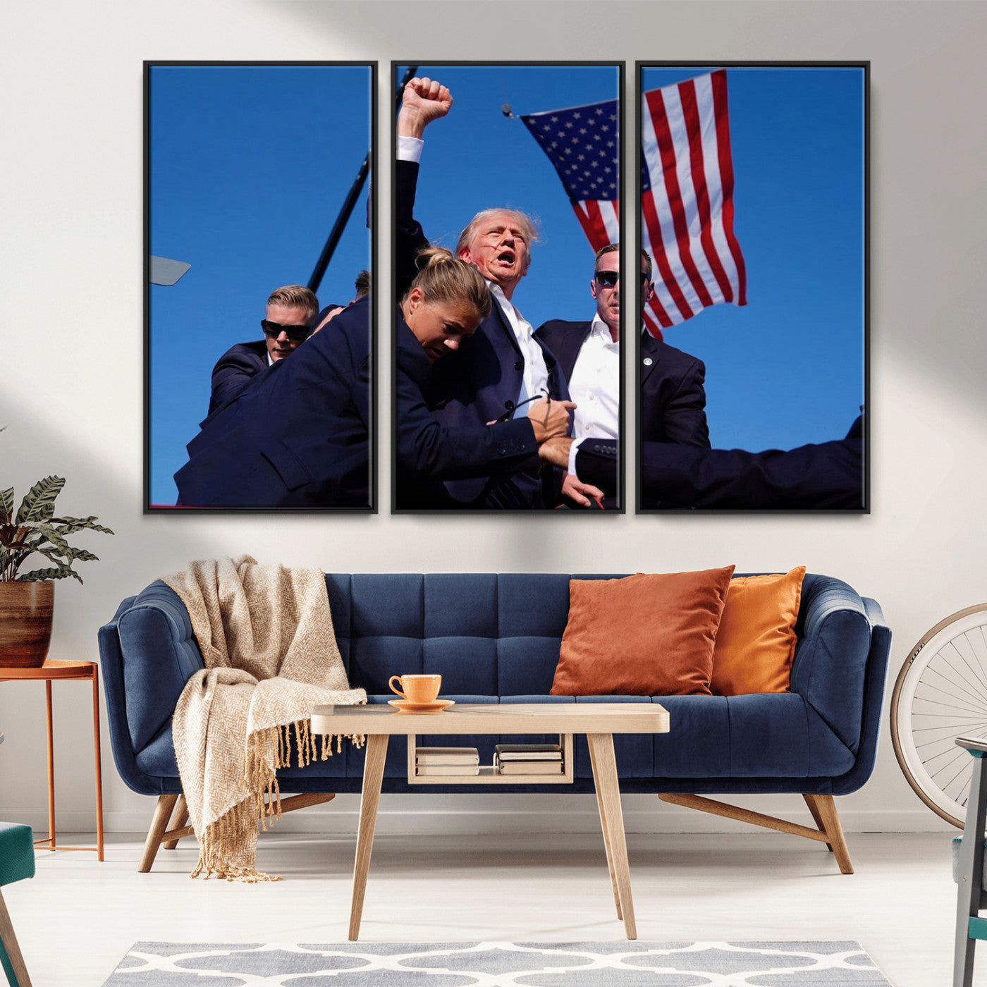 MGV-FC-48X32-3P - Donald Trump Assassination Attempt Wall Art Print, Trump Historic Footage - Iconic Reaction by Trump