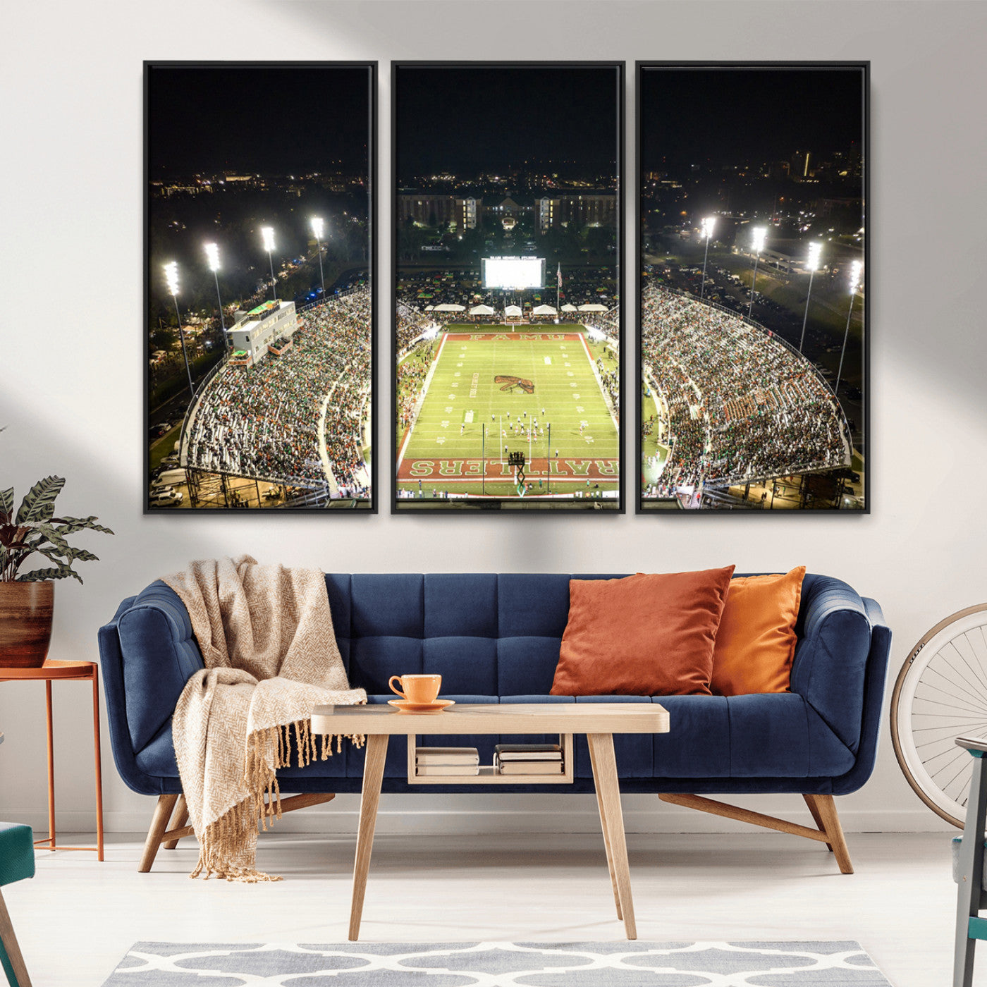 MGV-FC-48X32-3P - Florida A&M Rattlers Football Team Print - Tallahassee Bragg Memorial Stadium Wall Art Canvas Print