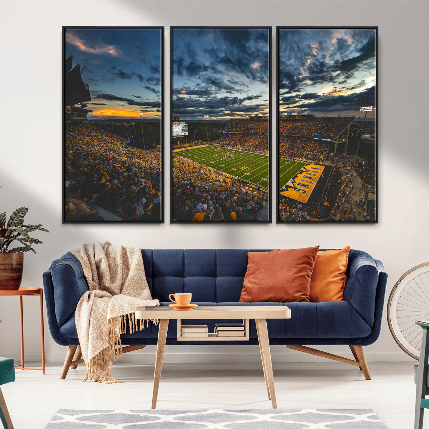 MGV-FC-48X32-3P - University of Wyoming Cowboys Football Team Print - Laramie War Memorial Stadium Wall Art Canvas