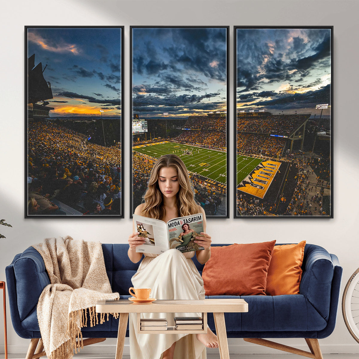 61020-MGV-CV-36X24 - University of Wyoming Cowboys Football Team Print, Laramie, Framed and Ready to Hang